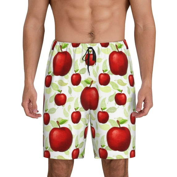 JUNZAN Fruit Apples Pattern Sleep Pajama Shorts for Men,Men's Pajama Bottoms,Sleepwear,Pj Shorts