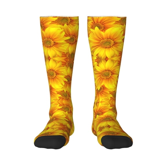 JUNZAN Fun Novelty Knee Warmer High Socks-3d Sunflowers