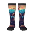 thumbnail image 1 of JUNZAN Fun Novelty Knee Warmer High Socks Colorful Feather Owl Design, 1 of 6