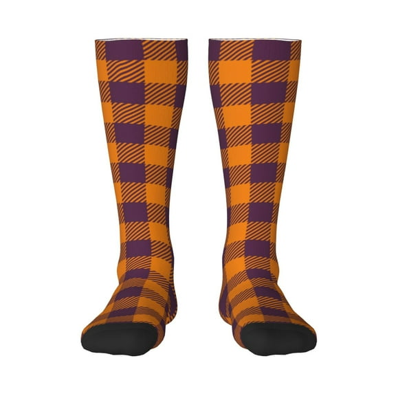 JUNZAN Fun Novelty Knee Warmer High Socks-Fall Buffalo Plaid
