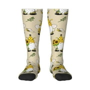 JUNZAN Fun Novelty Knee Warmer High Socks-Gnomes Bees And Sunflowers