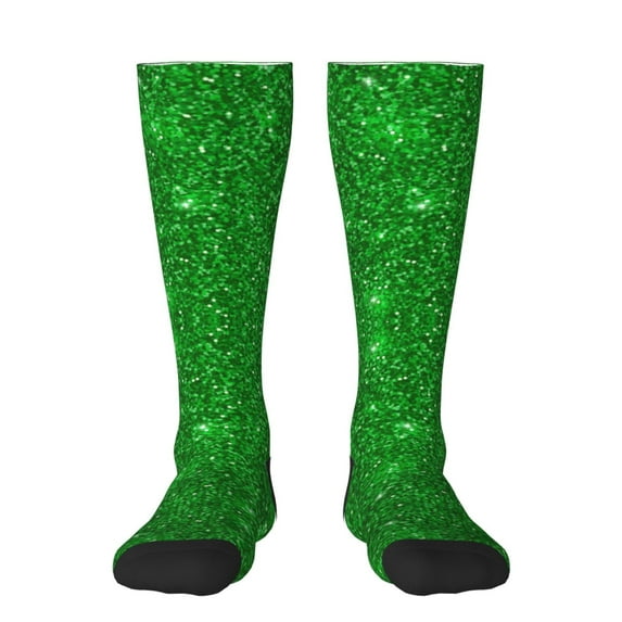 JUNZAN Fun Novelty Knee Warmer High Socks-Green Glitter