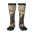 thumbnail image 1 of JUNZAN Fun Novelty Knee Warmer High Socks Jungle Dinosaur Design, 1 of 6
