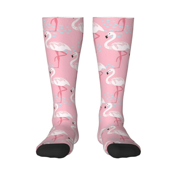 JUNZAN Fun Novelty Knee Warmer High Socks Pink Flamingo Design