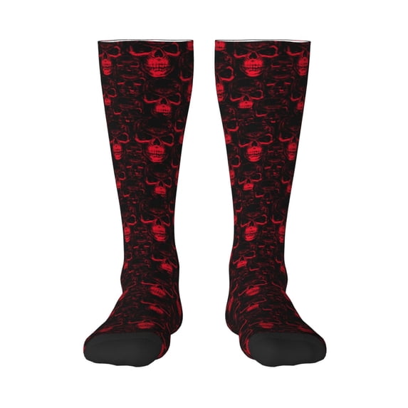 JUNZAN Fun Novelty Knee Warmer High Socks-Red Skulls 2