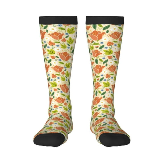 JUNZAN Fun Novelty Knee Warmer High Socks Rose Daisy Design