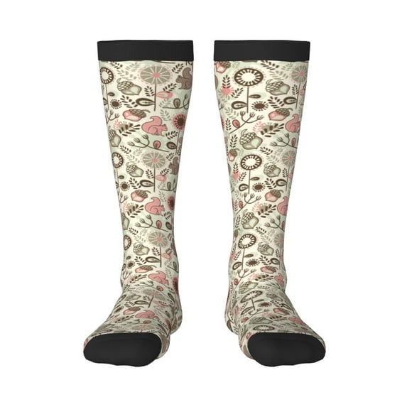 JUNZAN Fun Novelty Knee Warmer High Socks Squirrel In The Forest Design