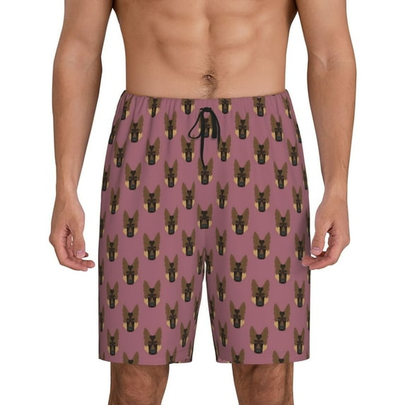 JUNZAN German Shepherd Dog Pattern Sleep Pajama Shorts for Men,Men's Pajama Bottoms,Sleepwear,Pj Shorts