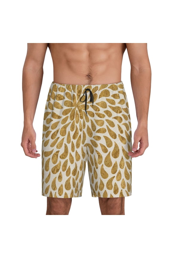 Gold Drops Pattern Sleep Pajama Shorts for Men,Men's Pajama Bottoms,Sleepwear,Pj Shorts