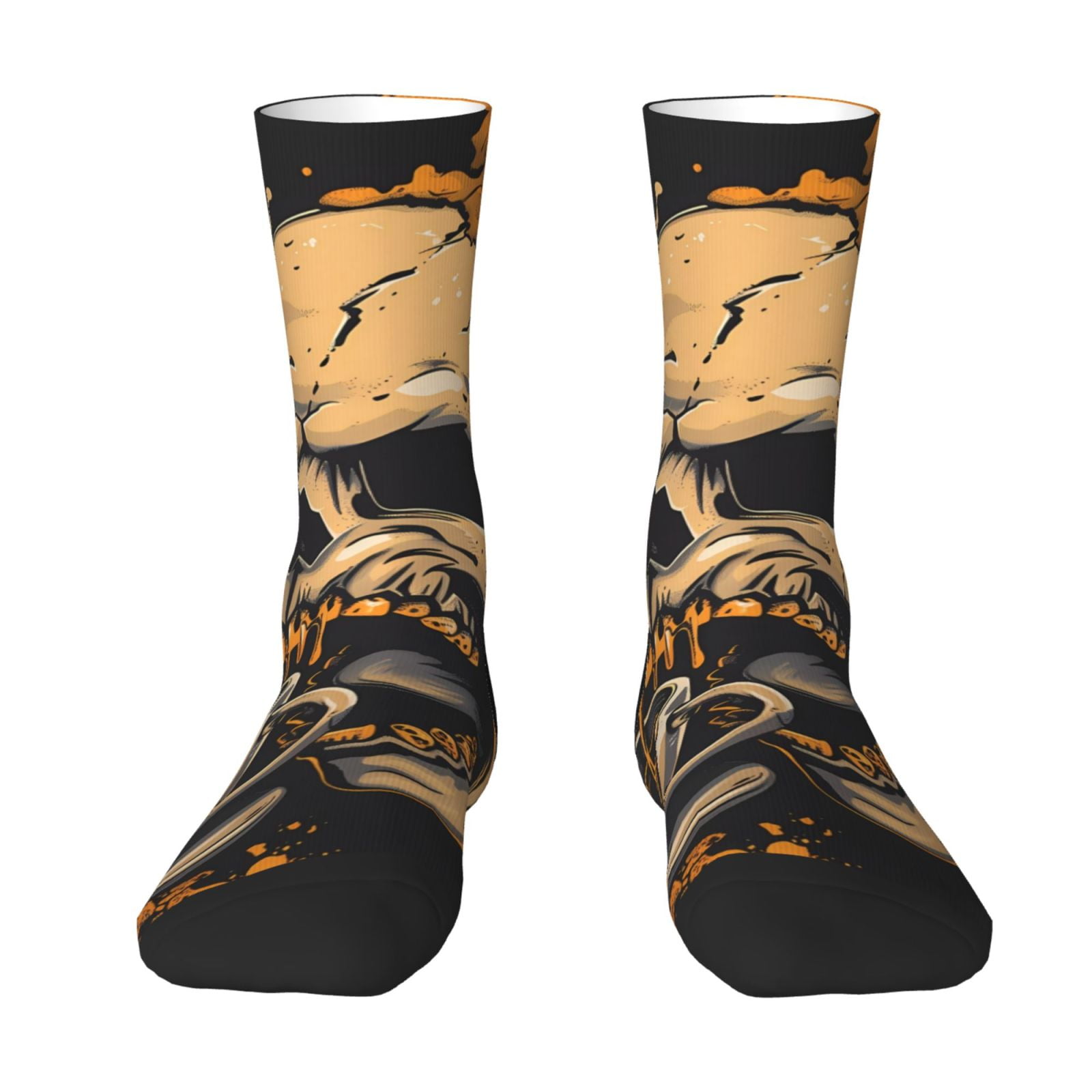 JUNZAN Grim Coffee Skull Mens Funny Socks for Men Women Colorful Fun