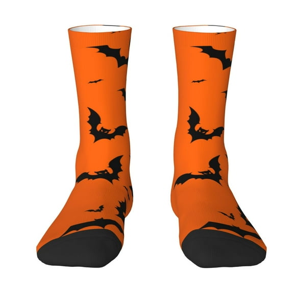 JUNZAN Halloween Bats Mens Funny Socks for Men Women Colorful Fun Novelty Crew Patterned Socks