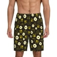 JUNZAN Honey Bees With Flowers Pattern Sleep Pajama Shorts for Men,Men