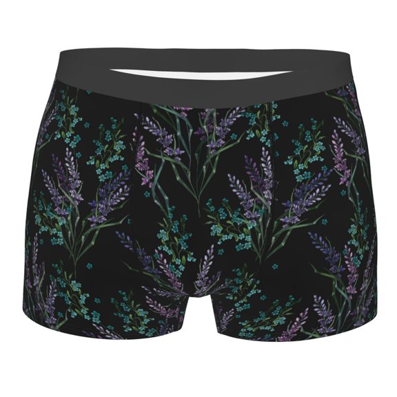 JUNZAN Lavender Flowers Mens Underwear Boxer Briefs for Men’s - Small