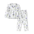 thumbnail image 1 of JUNZAN Lavender Flowers Print Womens Pajama Sets,Long Sleeve Button Down for Women Pjs 2 piece, 1 of 7