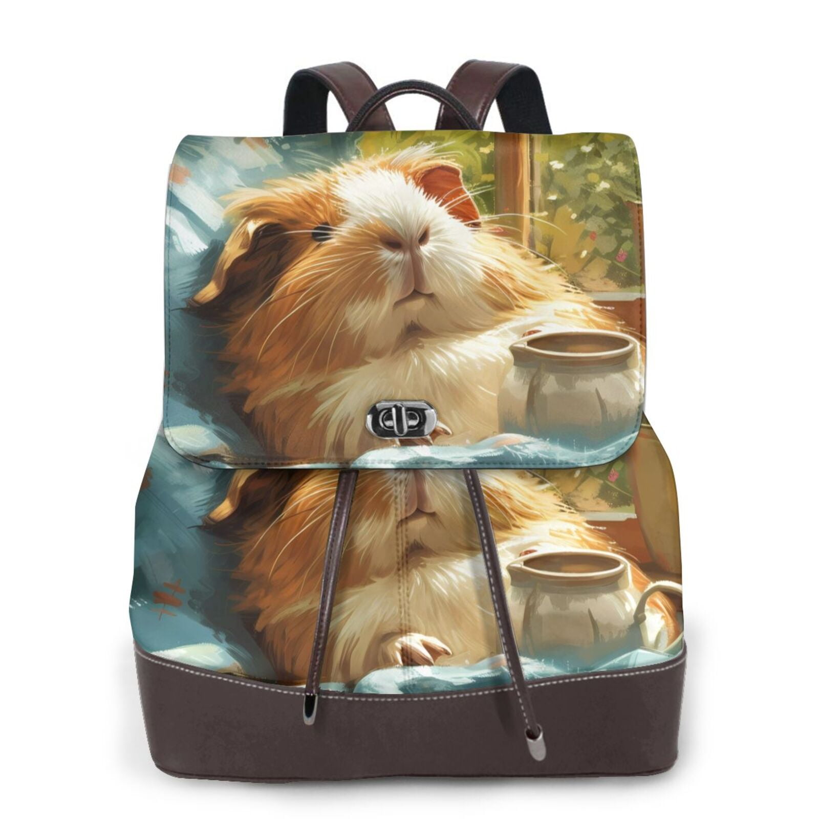 JUNZAN Lazy Home Style Guinea Pig for PU Leather Backpack,Laptop ...