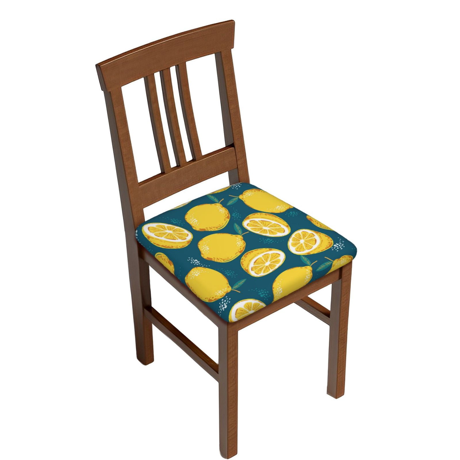 JUNZAN Lemon Print Dining Chair Seat Covers, Stretch Fitted Dining