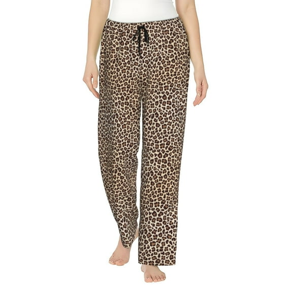 JUNZAN Leopard Print-2 Women's Pajama Pants Drawstring Comfy Sleep Bottoms with Pockets