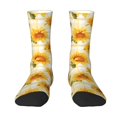 thumbnail image 1 of JUNZAN Light Yellow Plaid Sunflower Mens Funny Socks for Men Women Colorful Fun Novelty Crew Patterned Socks, 1 of 6