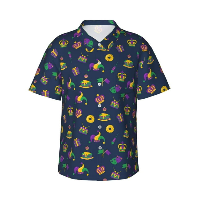 mardi gras button down shirt
