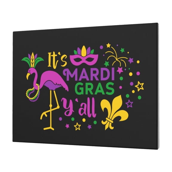 JUNZAN Mardi Gras with Flamingo Pattern Canvas Wall Art Prints,Wall Art Decor Paintings Wall Decor for Living Room Decor Bedroom Home Bathroom Wall Decor, 12''16''