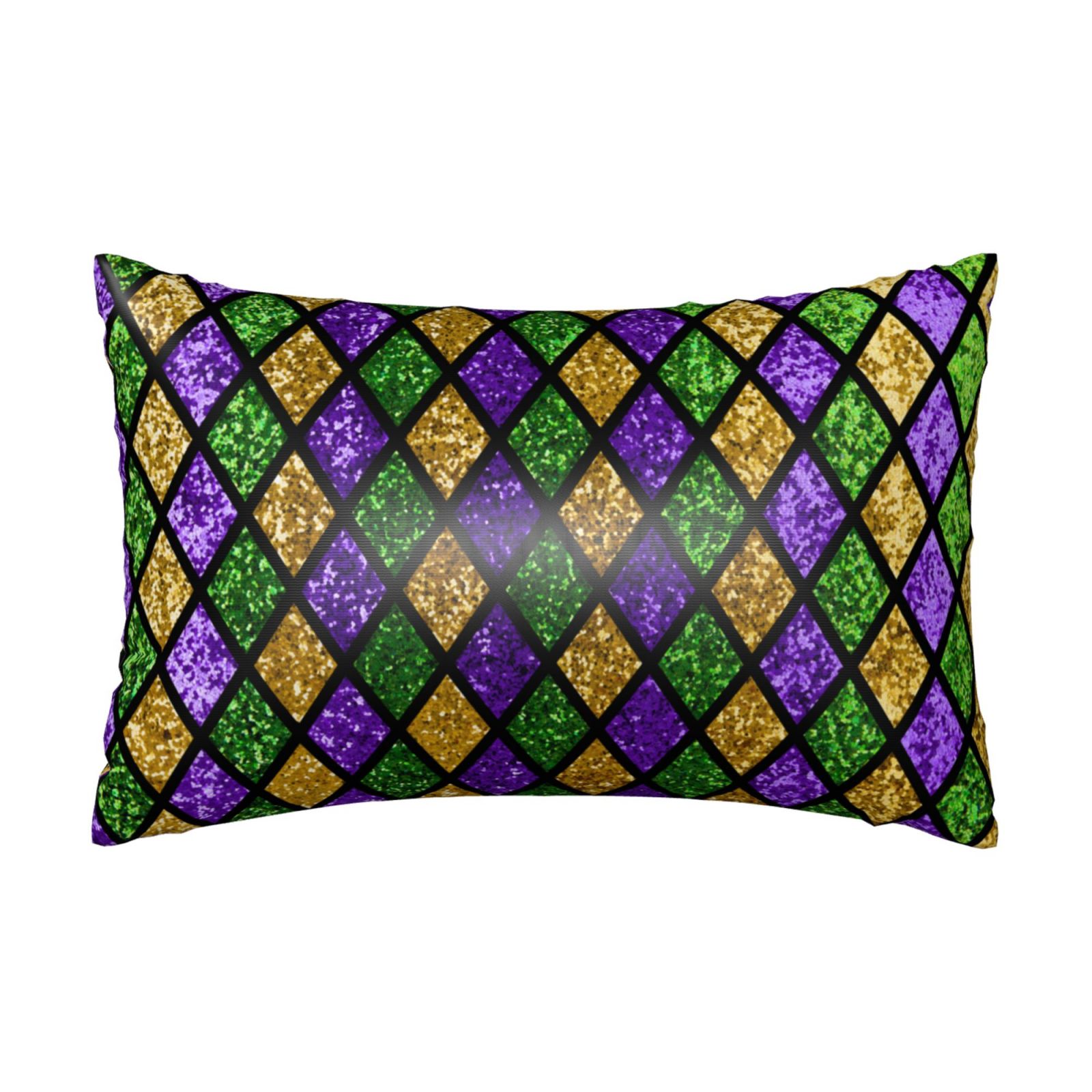 JUNZAN Mardi Gras Shiny Green Purple Silk Pillowcase for Hair and Skin