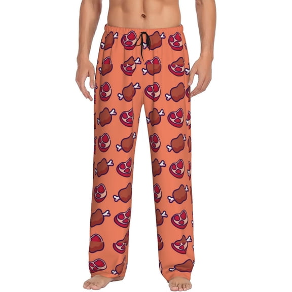 JUNZAN Men's Pajama Pants Cartoon Meat Sleepwear Pants PJ Bottoms Drawstring and Pockets