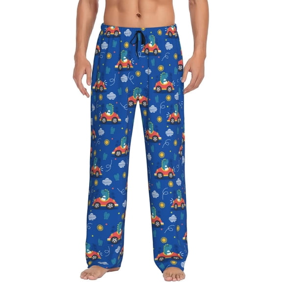 JUNZAN Men's Pajama Pants Dinosaur Driving Sleepwear Pants PJ Bottoms Drawstring and Pockets