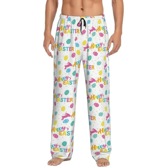 JUNZAN Men's Pajama Pants Happy Easter Sleepwear Pants PJ Bottoms Drawstring and Pockets