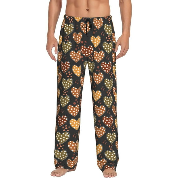 JUNZAN Men's Pajama Pants Heart Sleepwear Pants PJ Bottoms Drawstring and Pockets