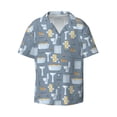 thumbnail image 1 of JUNZAN Mens Casual Button Down Shirts Short Sleeve Blue Bathroom Print Shirt-4X-Large, 1 of 3