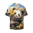 thumbnail image 1 of JUNZAN Mens Casual Button Down Shirts Short Sleeve Clear Sky Cute Sunflower Panda Print Shirt-XX-Large, 1 of 3