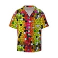 thumbnail image 1 of JUNZAN Mens Casual Button Down Shirts Short Sleeve Colorful Tie Dye Stained Glass 1 Print Shirt-4X-Large, 1 of 7