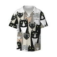 thumbnail image 1 of JUNZAN Mens Casual Button Down Shirts Short Sleeve Colors Cats Print Shirt-Large, 1 of 7