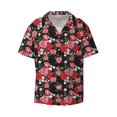 thumbnail image 1 of JUNZAN Mens Casual Button Down Shirts Short Sleeve Rose Flowers Print Shirt-Large, 1 of 3