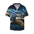 thumbnail image 1 of JUNZAN Mens Casual Button Down Shirts Short Sleeve Starry Sky Colorful Crocodile Print Shirt-Large, 1 of 3