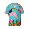 thumbnail image 1 of JUNZAN Mens Casual Button Down Shirts Short Sleeve Tropical Jungle Flamingo Print Shirt-4X-Large, 1 of 7