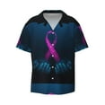 thumbnail image 1 of JUNZAN Mens Casual Button Down Shirts Short Sleeve Two Human Hands are Holds Pink Ribbon Awareness Print Shirt-Large, 1 of 7