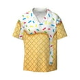 thumbnail image 1 of JUNZAN Mens Casual Button Down Shirts Short Sleeve White Ice Cream Print Shirt-XX-Large, 1 of 7