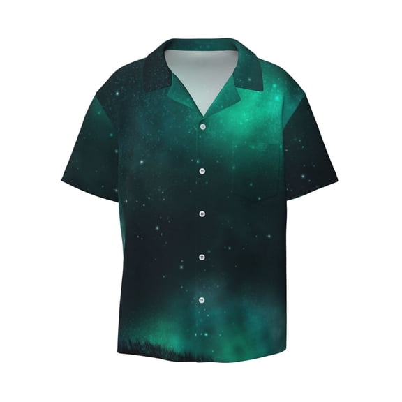 JUNZAN Mens Casual Button Down Shirts Short Sleeve Witch House On The Hill Print Shirt-XX-Large