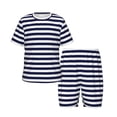 thumbnail image 1 of JUNZAN Navy Blue And White Stripes for Boys Girls Pajama Sets Toddler Sleepwear Summer Jammies 2pcs PJs, 1 of 1