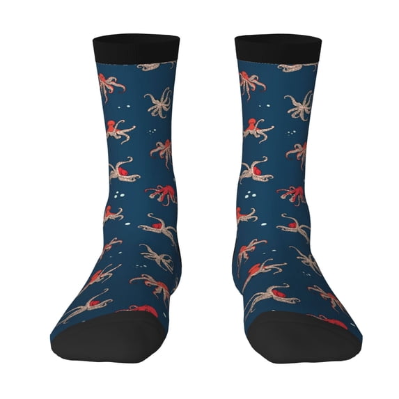 JUNZAN Octopus Sea Life Mens Funny Socks for Men Women Colorful Fun Novelty Crew Patterned Socks