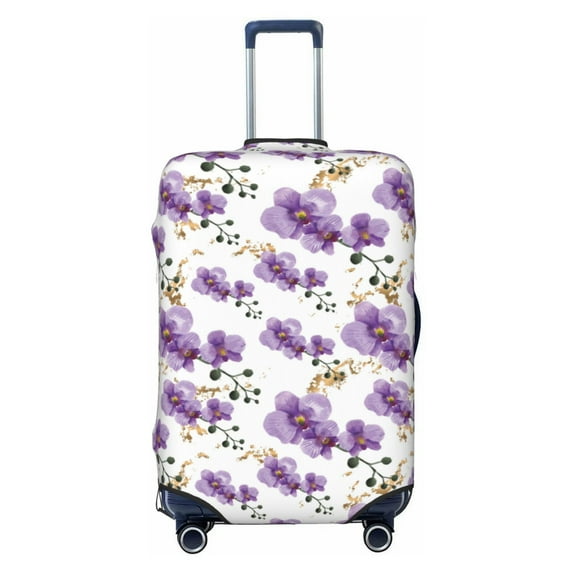JUNZAN Orchids Flowers Print Washable Luggage Cover - Fashion Suitcase Protector Fits 18-32 Inch Luggage