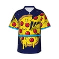 thumbnail image 1 of JUNZAN PLANETA EN FORMA DE PIZZA Pattern Hawaiian Shirt for Men,Summer Beach Casual Short Sleeve Button Down Shirts-Small, 1 of 5