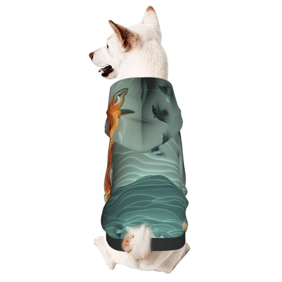 JUNZAN Paper Fox Crow Fantasy Dog Hoodie Puppy Sweater Sweatshirt,Cold Weather Coat Pet Clothes for Dog Cat-Medium