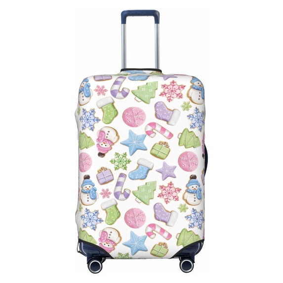 JUNZAN Pastel Christmas Cookies Print Washable Luggage Cover - Fashion Suitcase Protector Fits 18-32 Inch Luggage (without luggage)