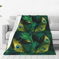 thumbnail image 1 of JUNZAN Peacock Feathers2 Print Flannel Fleece Blanket Throw Blanket for Bed,Sofa,Couch,Travel,Camping(80"x60" ), 1 of 5