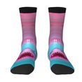 thumbnail image 1 of JUNZAN Pink Shark Pool Fantasy Mens Funny Socks for Men Women Colorful Fun Novelty Crew Patterned Socks, 1 of 6