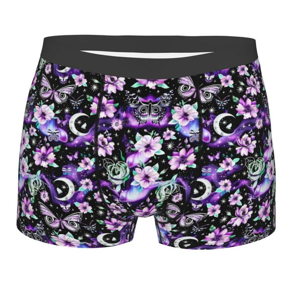 JUNZAN Pink purple rainbow flower butterfly Mens Underwear Boxer Briefs for Men’s-Small