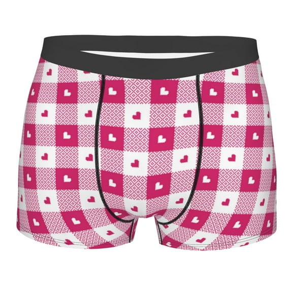 JUNZAN Plaid Heart Mens Underwear Boxer Briefs for Men’s - Large