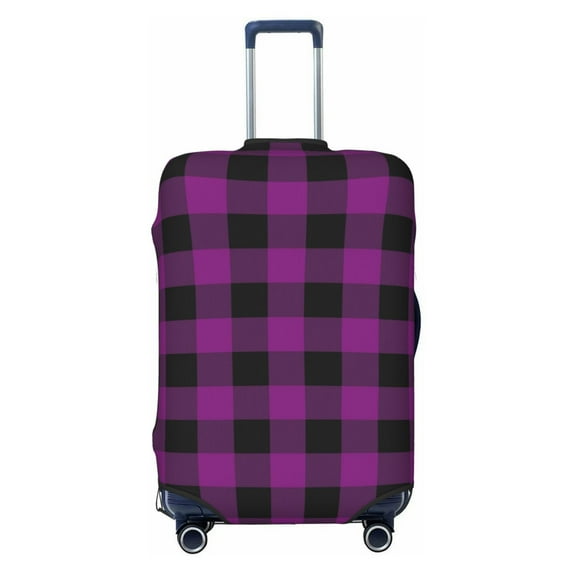 JUNZAN Purple Black Plaid Print Washable Luggage Cover - Fashion Suitcase Protector Fits 18-32 Inch Luggage
